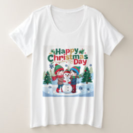 Glücklicher Weihnachtstag Große Größe T-Shirt
