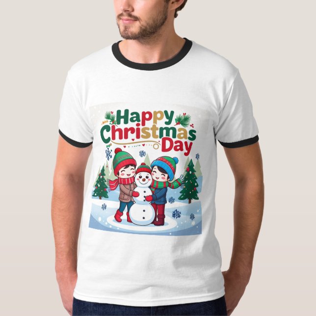 Glücklicher Weihnachtstag T-Shirt (Vorderseite)