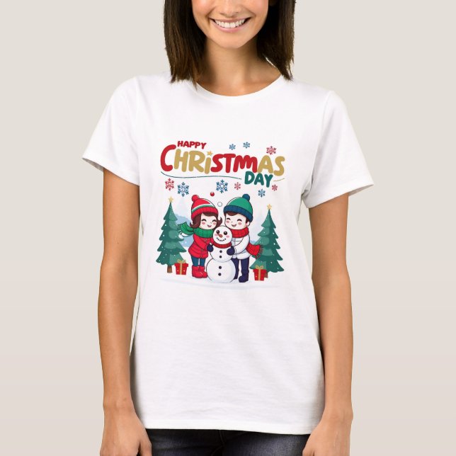 Glücklicher Weihnachtstag T-Shirt (Vorderseite)