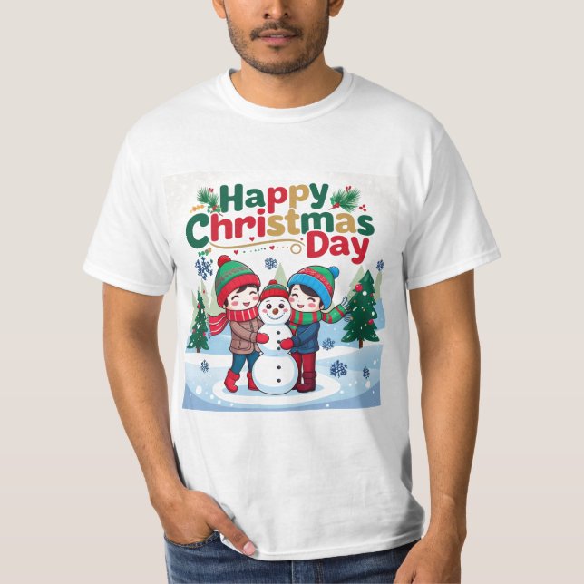 Glücklicher Weihnachtstag T-Shirt (Vorderseite)
