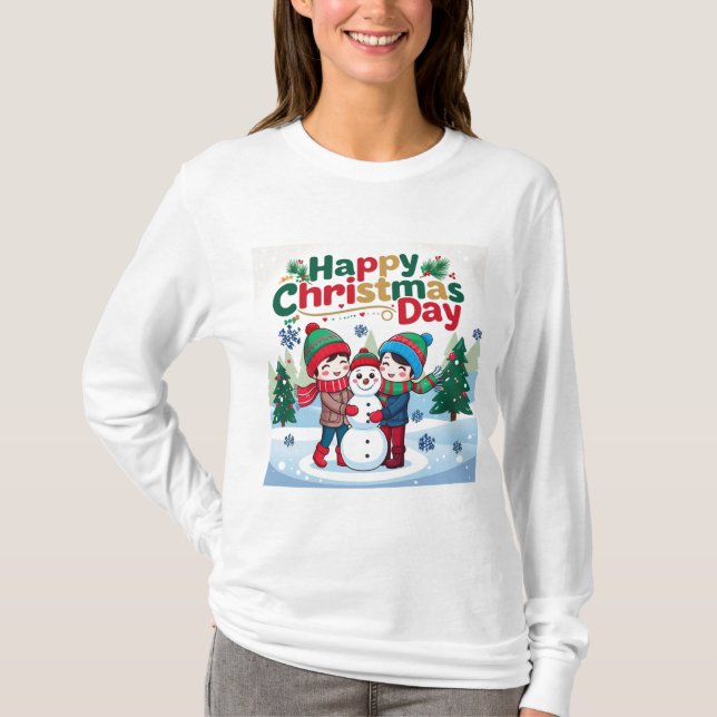 Glücklicher Weihnachtstag T-Shirt (Vorderseite)