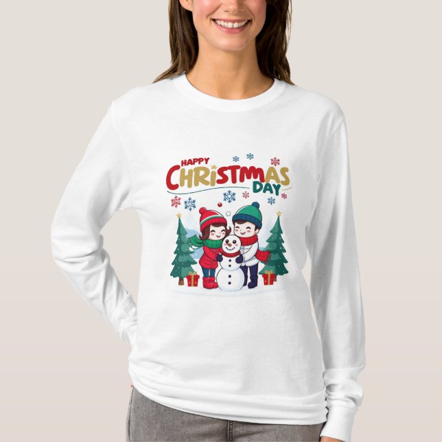 Glücklicher Weihnachtstag T-Shirt (Vorderseite)