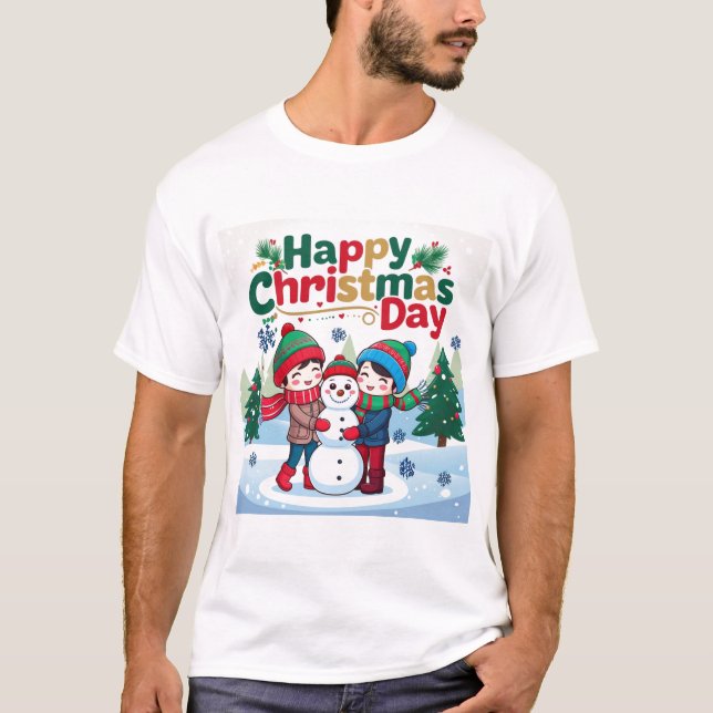 Glücklicher Weihnachtstag T-Shirt (Vorderseite)