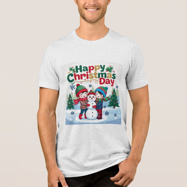 Glücklicher Weihnachtstag Tri-Blend Shirt (Vorderseite)