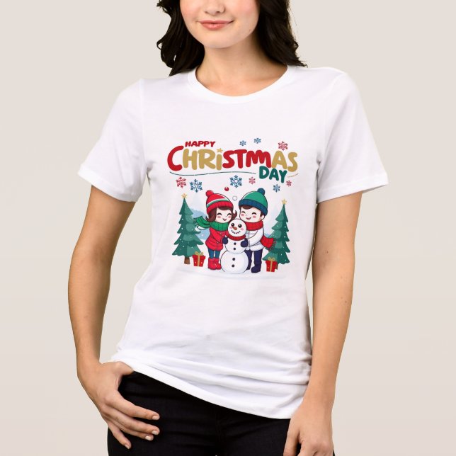 Glücklicher Weihnachtstag Tri-Blend Shirt (Vorderseite)