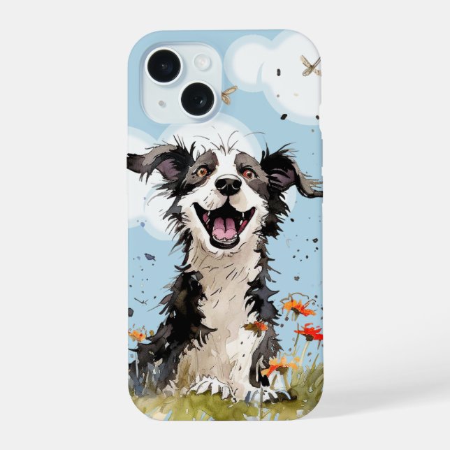 Glücklicher Welpe iPhone 15 Hülle (Rückseite)
