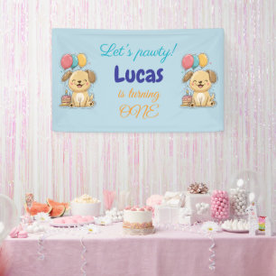 Glücklicher Welpe, Junge, Lass uns feiern, 1. Gebu Banner