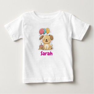 Glücklicher Welpe, Mädchen, Lass uns feiern, 1. Ge Baby T-shirt