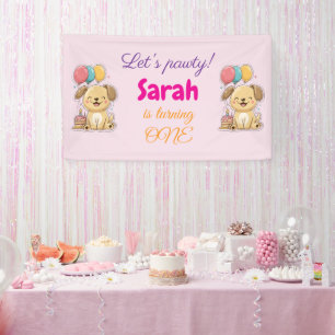 Glücklicher Welpe, Mädchen, Lass uns feiern, 1. Ge Banner
