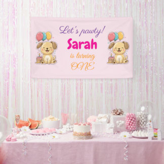 Glücklicher Welpe, Mädchen, Lass uns feiern, 1. Ge Banner