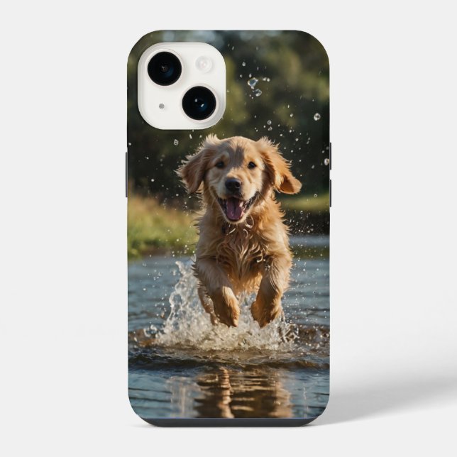 Glücklicher Welpe Splash iPhone Hülle (Rückseite)