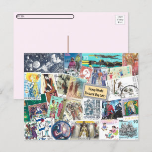 Glücklicher Weltpostkartentag - Postage mit Mensch Postkarte