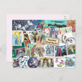 Glücklicher Weltpostkartentag - Postage mit Mensch Postkarte