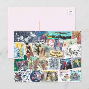 Glücklicher Weltpostkartentag - Postage mit Mensch Postkarte