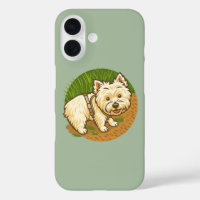 Glücklicher Westie auf dem Naturpfad