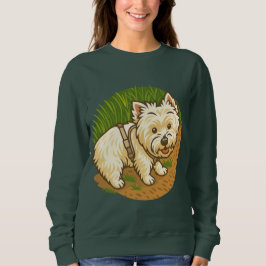 Glücklicher Westie auf dem Naturpfad Sweatshirt