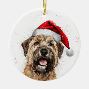 Glücklicher Wheaten Terrier Hund Weihnachten Perso Keramik Ornament