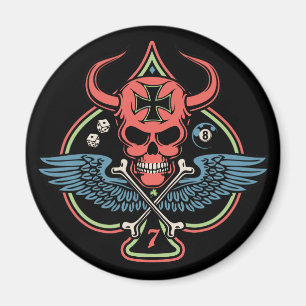 Glücklicher Winged maltesischer Teufel-Schädel d Magnet