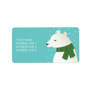 Glücklicher Winter-Eisbär Adressaufkleber