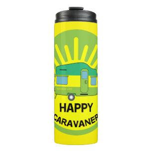 Glücklicher Wohnwagenbesitzer   Wohnwagen-Geschenk Thermosbecher