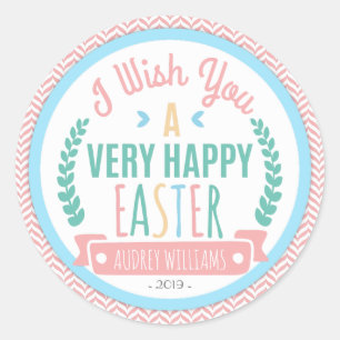 Glücklicher Wunsch-Bevorzugungs-Umbau Ostern   Runder Aufkleber