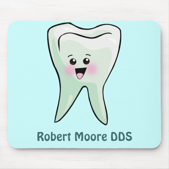 Glücklicher Zahn personalisiert (irgendein Name) Mousepad (Vorne)