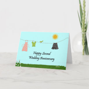 Glücklicher zweiter Hochzeitstag Karte