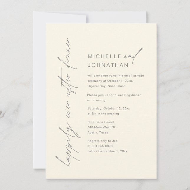 Glücklicherweise immer nach dem Abendessen, Hochze Einladung (Vorderseite)