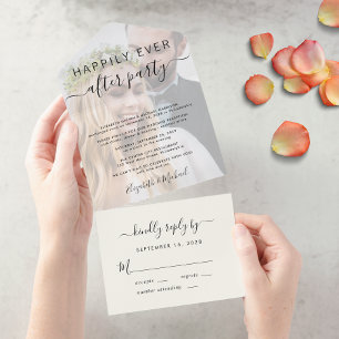 Glücklicherweise immer nach dem Foto Creme Hochzei All In One Einladung