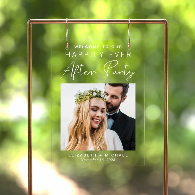 Glücklicherweise immer nach dem Foto Hochzeit Empf Acrylschild (Von Creator hochgeladen)