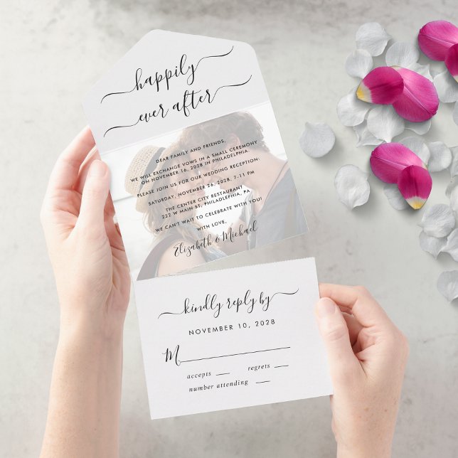 Glücklicherweise immer nach dem Foto Hochzeit Empf All In One Einladung (Our user-friendly template allows you to easily upload your photo and create your perfect invitation)