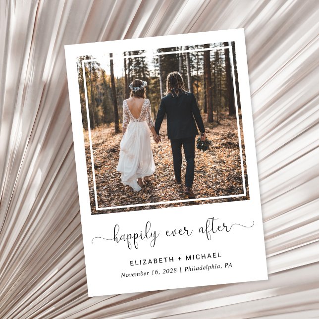 Glücklicherweise immer nach dem Foto Hochzeit Empf Einladung (A chic Happily Ever After Party Invitation to set the tone for an unforgettable event)
