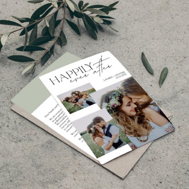 Glücklicherweise immer nach dem Foto Moderne Hochz Ankündigung (Easily personalize this wedding announcement with your deets and photos)