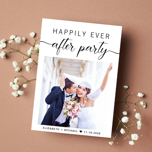 Glücklicherweise immer nach dem Foto QR Code Hochz Ankündigung (An chic Happily Ever After Party Invitation to celebrate your wedding)