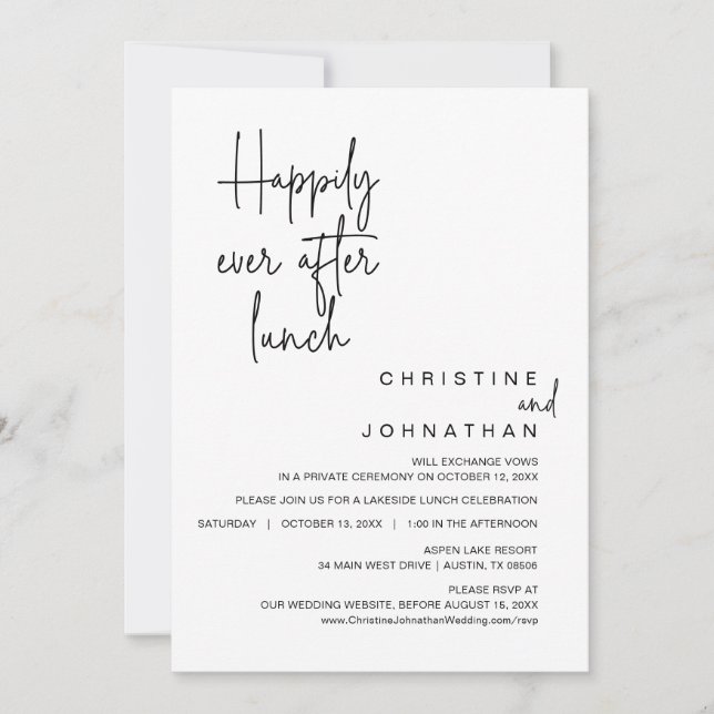 Glücklicherweise immer nach dem Hochzeitsessen Einladung (Vorderseite)