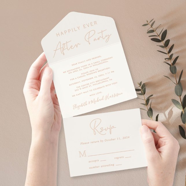 Glücklicherweise immer nach dem Party Creme Hochze All-in-One-Einladung (Von Creator hochgeladen)