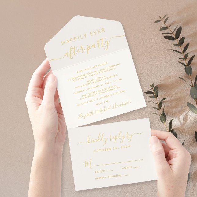 Glücklicherweise immer nach dem Party Creme Hochze All-in-One-Einladung (Von Creator hochgeladen)