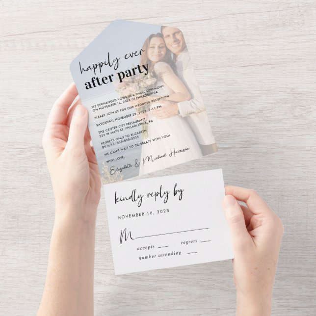 Glücklicherweise immer nach dem Party Foto Hochzei All In One Einladung (Abreißen)