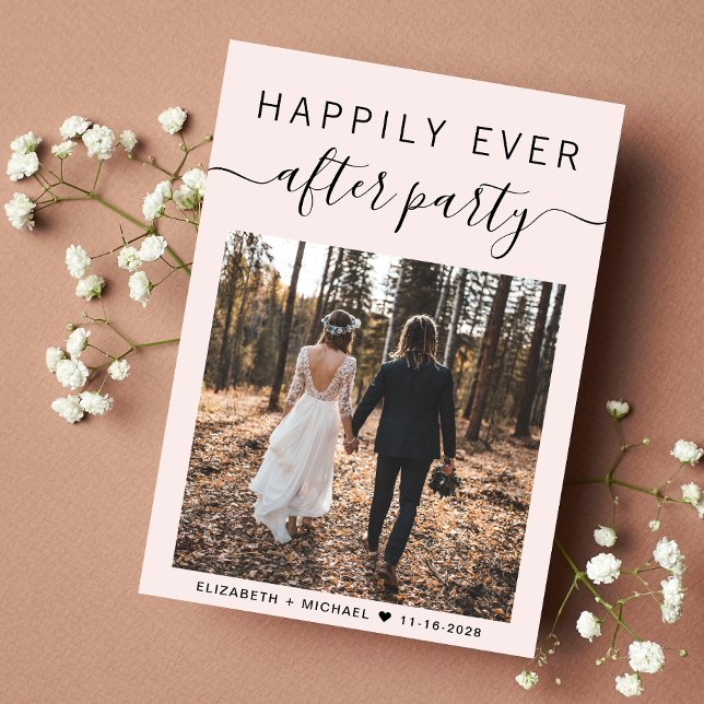 Glücklicherweise immer nach dem Party Foto rosa Ho Ankündigung (An chic Happily Ever After Party Invitation to set the tone for an unforgettable event)