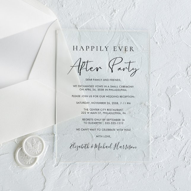 Glücklicherweise immer nach dem Party Hochzeit Emp Acryleinladungen (Celebrate your Happily Ever After in style with our elegant acrylic wedding reception invitations)