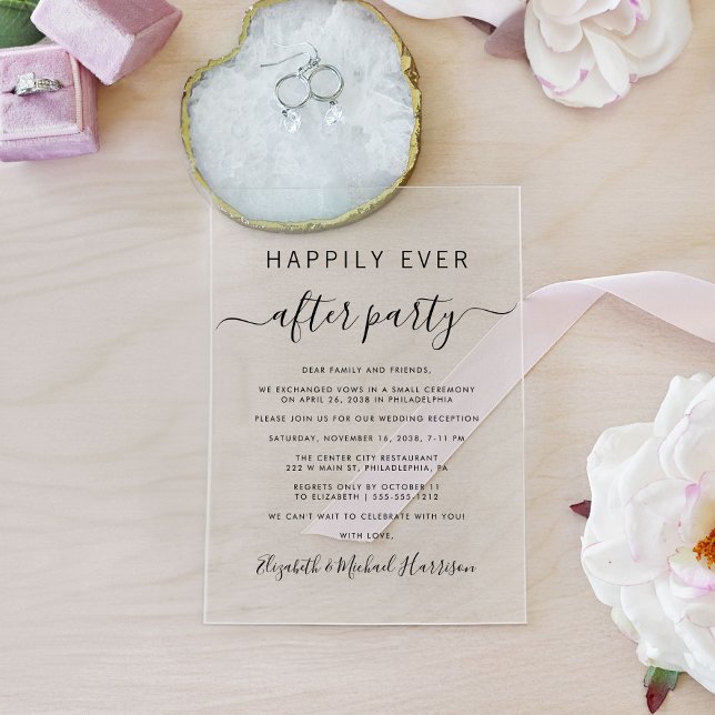 Glücklicherweise immer nach dem Party Hochzeit Emp Acryleinladungen (Celebrate your Happily Ever After in style with our elegant acrylic wedding reception invitations)