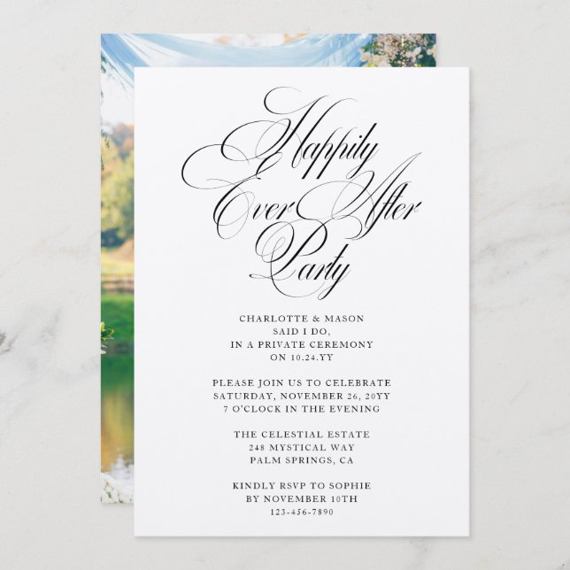 Glücklicherweise immer nach dem Party Hochzeit Emp Einladung (Vorne/Hinten)