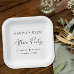 Glücklicherweise immer nach dem Party Hochzeit Emp Pappteller<br><div class="desc">Chic Paper-Teller für Ihre Hochzeitsfeier und andere nach der Hochzeit stattfindende Feierlichkeiten mit "Happily Ever After Party" in einfacher Typografie und einem stilvollen,  modernen Drehbuch,  Ihre Namen durch ein Herz und Ihr Empfang Datum verbunden.</div>
