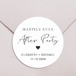 Glücklicherweise immer nach dem Party Hochzeit Emp Runder Aufkleber<br><div class="desc">Chic Aufkleber für Ihren Hochzeitsempfang oder Feiern Party Einladungen und Gastgeschenke mit "Happily Ever After Party" in einer Mischung aus einfachen Typografie und einem modernen Drehbuch und Ihren Vornamen und Empfang Datum. Sie können die Farben des Textes, des Herzens und des Hintergrunds ändern, indem Sie im Entwurfswerkzeug das Editieren vornehmen....</div>