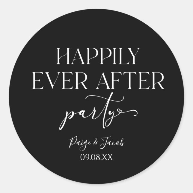 Glücklicherweise immer nach dem Party Hochzeit Emp Runder Aufkleber (Vorderseite)
