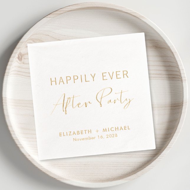 Glücklicherweise immer nach dem Party Hochzeit Emp Servietten Mit Folie (Elevate your wedding reception decor with these elegant "Happily Ever After Party" foil napkins)