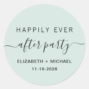 Glücklicherweise immer nach dem Party Hochzeitsemp Runder Aufkleber