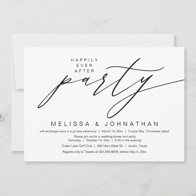 Glücklicherweise immer nach dem Party, Hochzeitsfe Einladung (Vorderseite)
