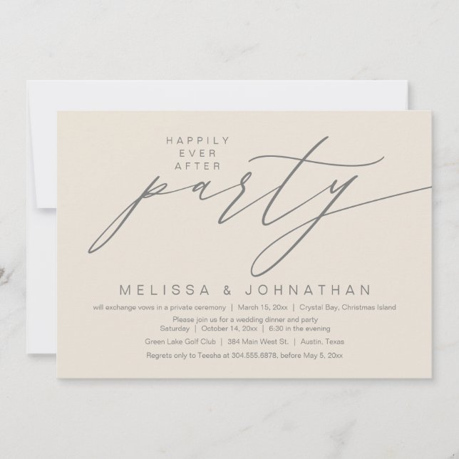 Glücklicherweise immer nach dem Party, Hochzeitsfe Einladung (Vorderseite)