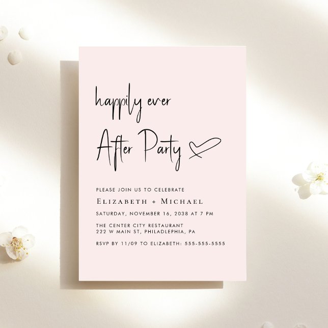 Glücklicherweise immer nach dem Party rosa Hochzei Einladung (An chic Happily Ever After Party invitation for your wedding celebration)